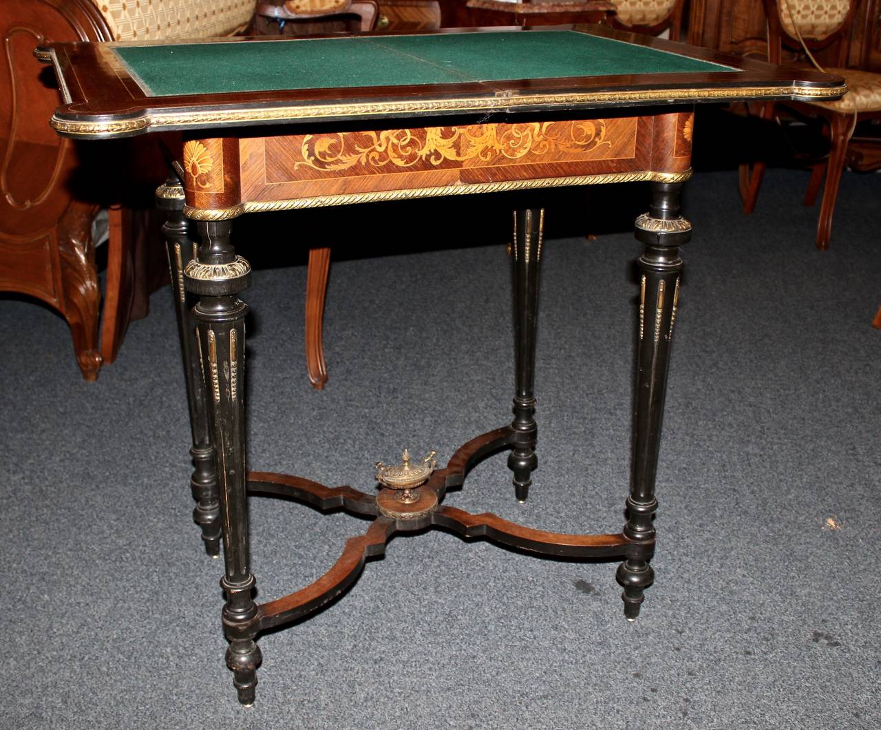 Early 20th Century French Inlaid Walnut Game Table 2