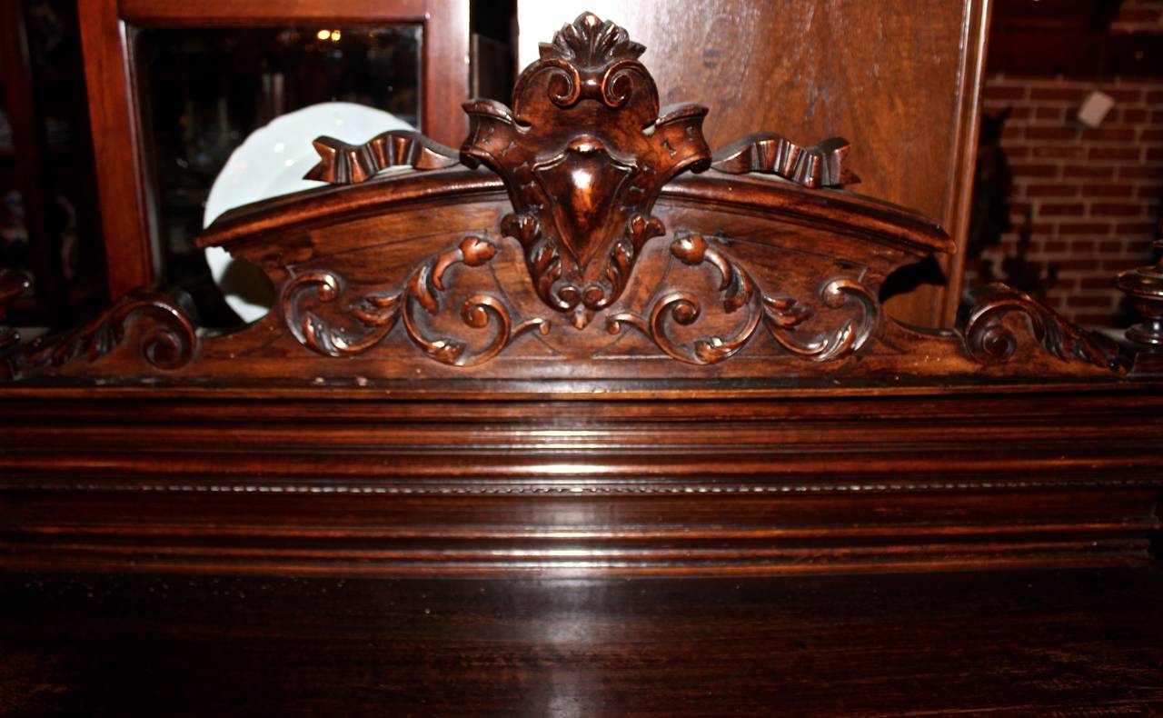 Hand-Carved French Henry II Style Server with Marble Top