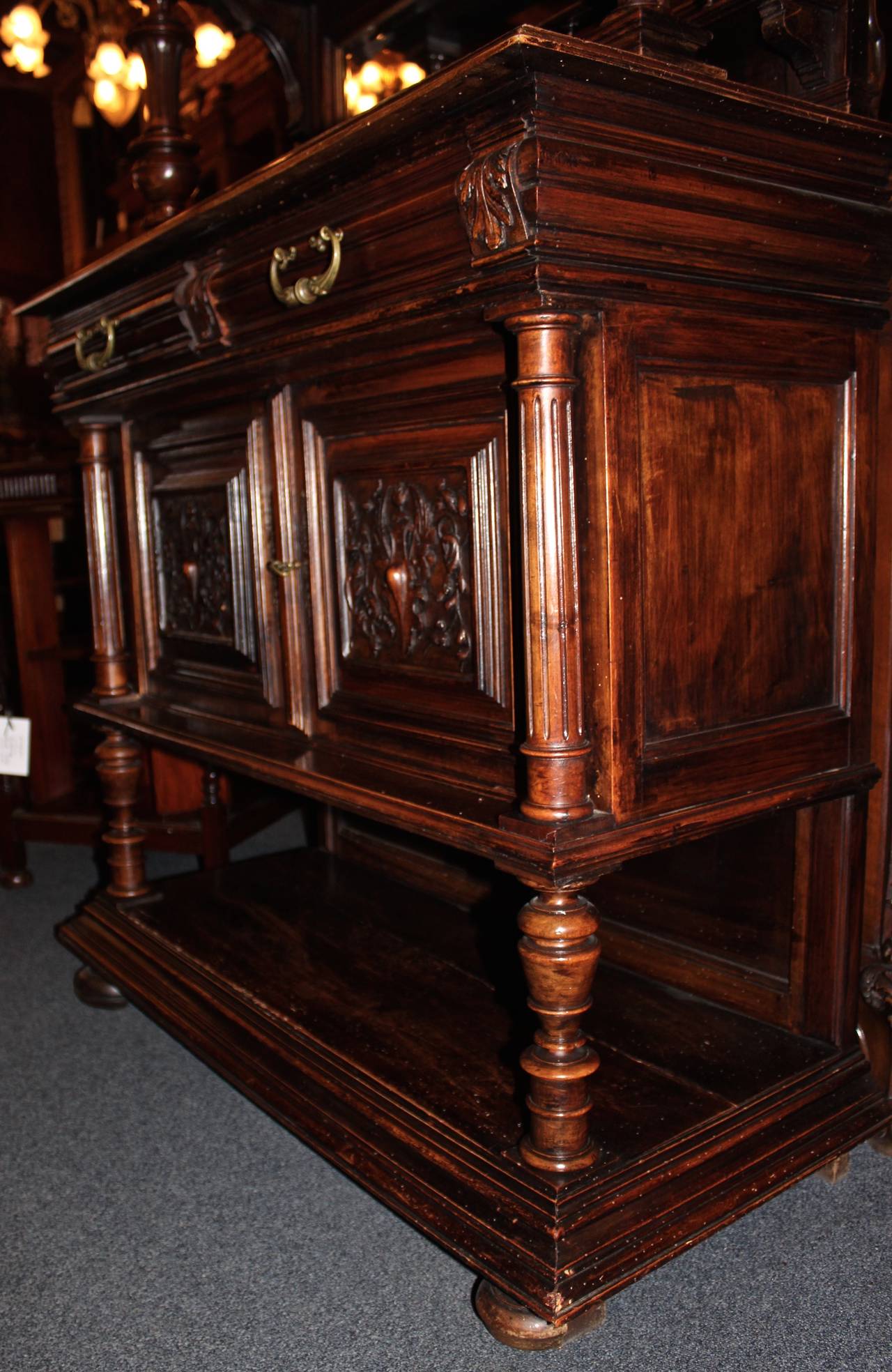 20th Century French Henry II Style Server with Marble Top