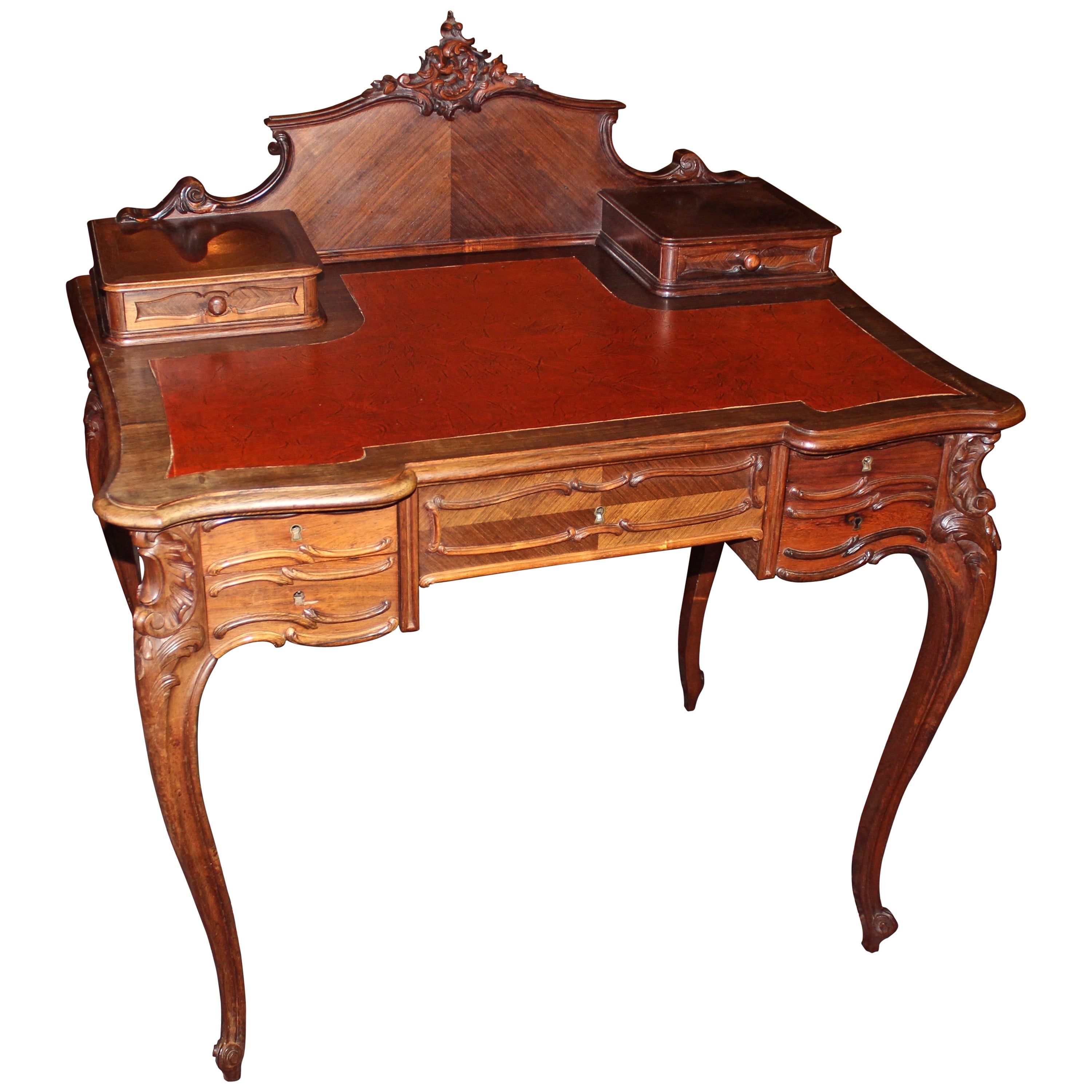 French Louis XV Style Rosewood Lady's Vanity or Writing Desk