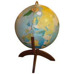 1970sJensen Political light up globe on wood stand