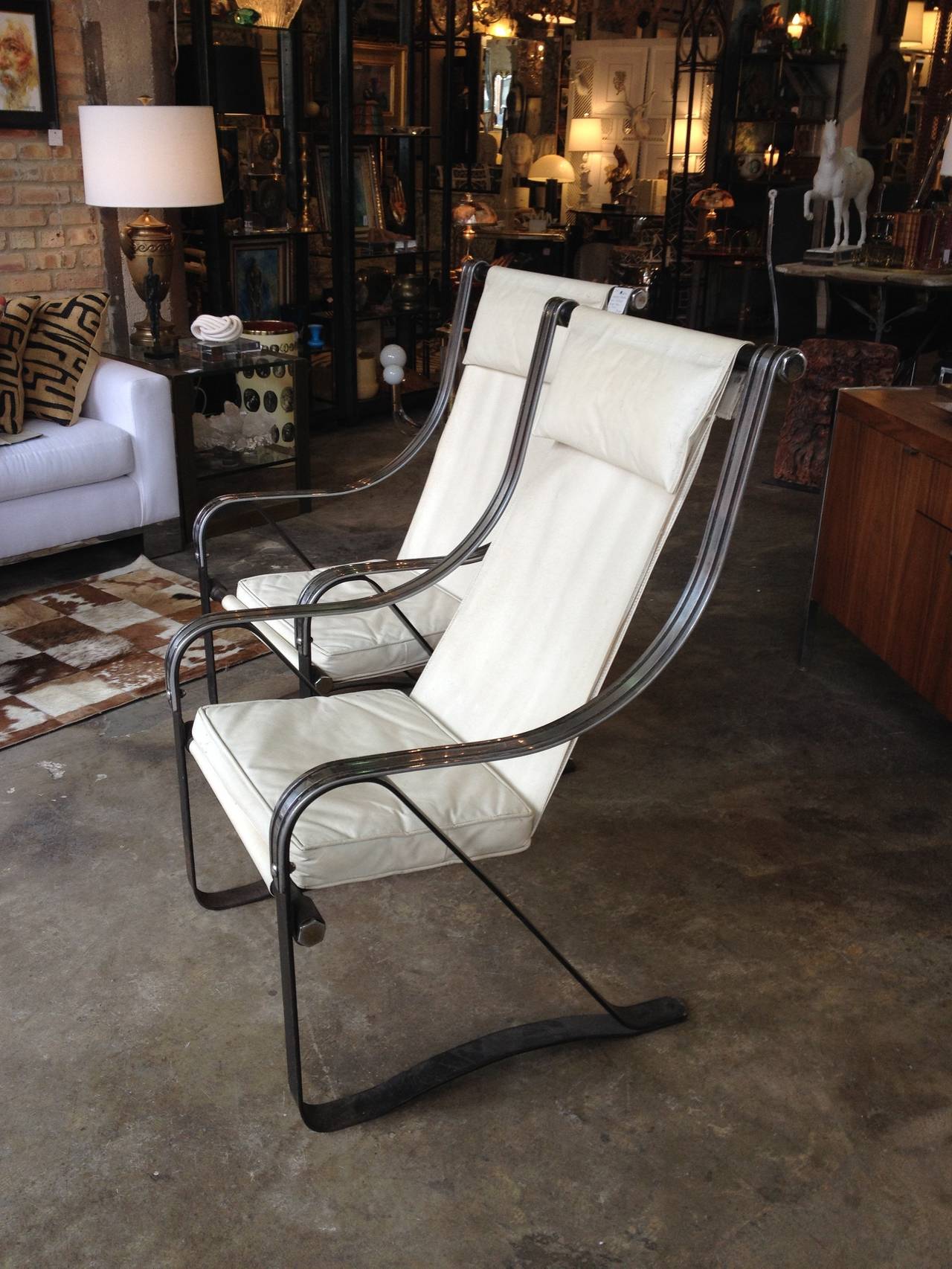 Pair of Cantilever Sling Chairs