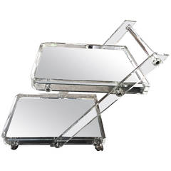 Mirrored and Lucite Bar Cart