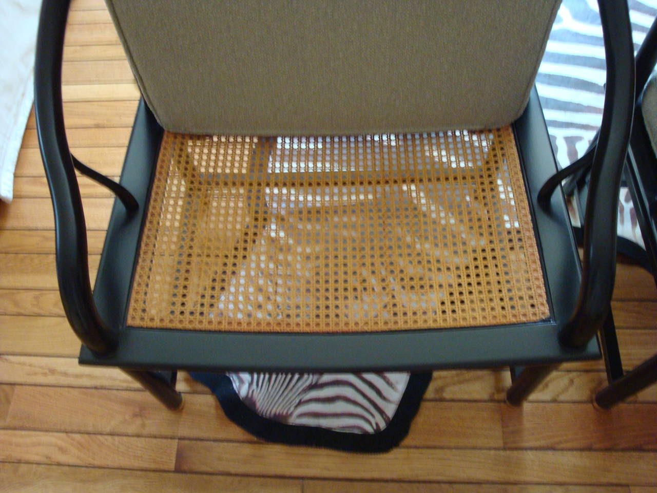 American Mid-Century Modern Baker Asian Style Caned Chairs
