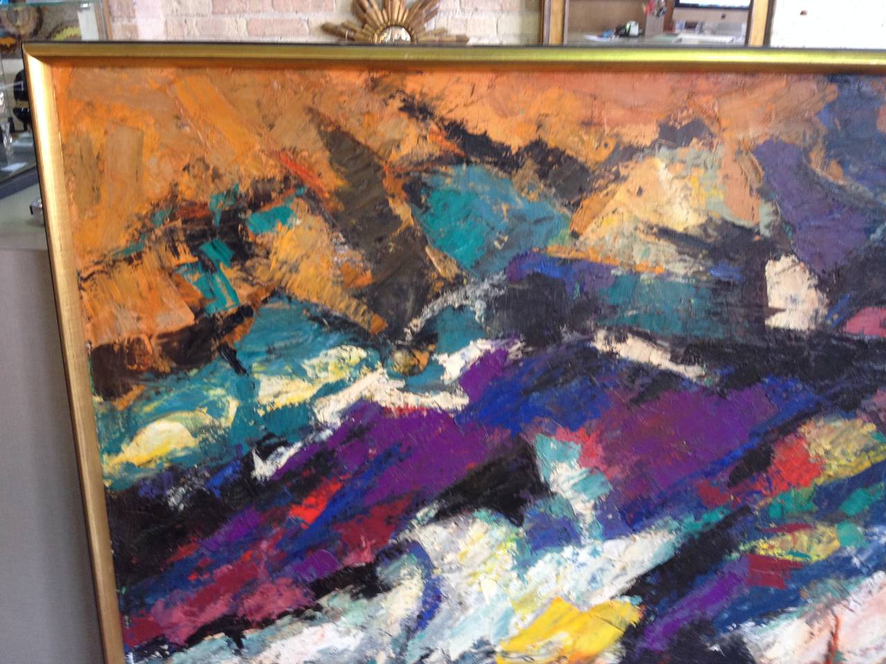 Late 20th Century Abstract Oil Painting by Constantine Pougialis