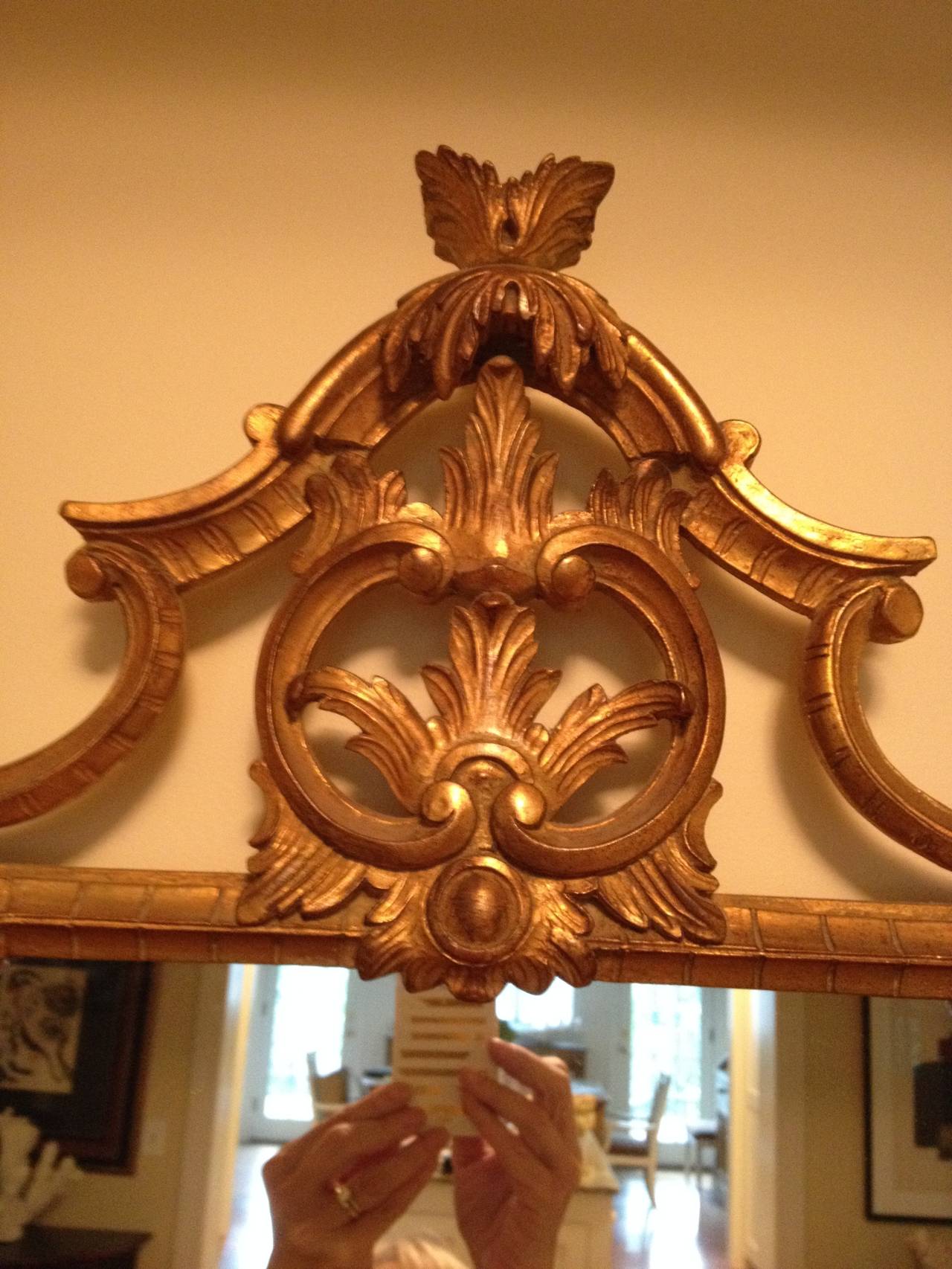 A vintage chippendale gilt wood mirror by Carvers' Guild