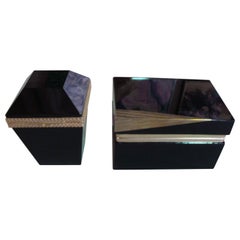 Pair of Black Opaline Boxes