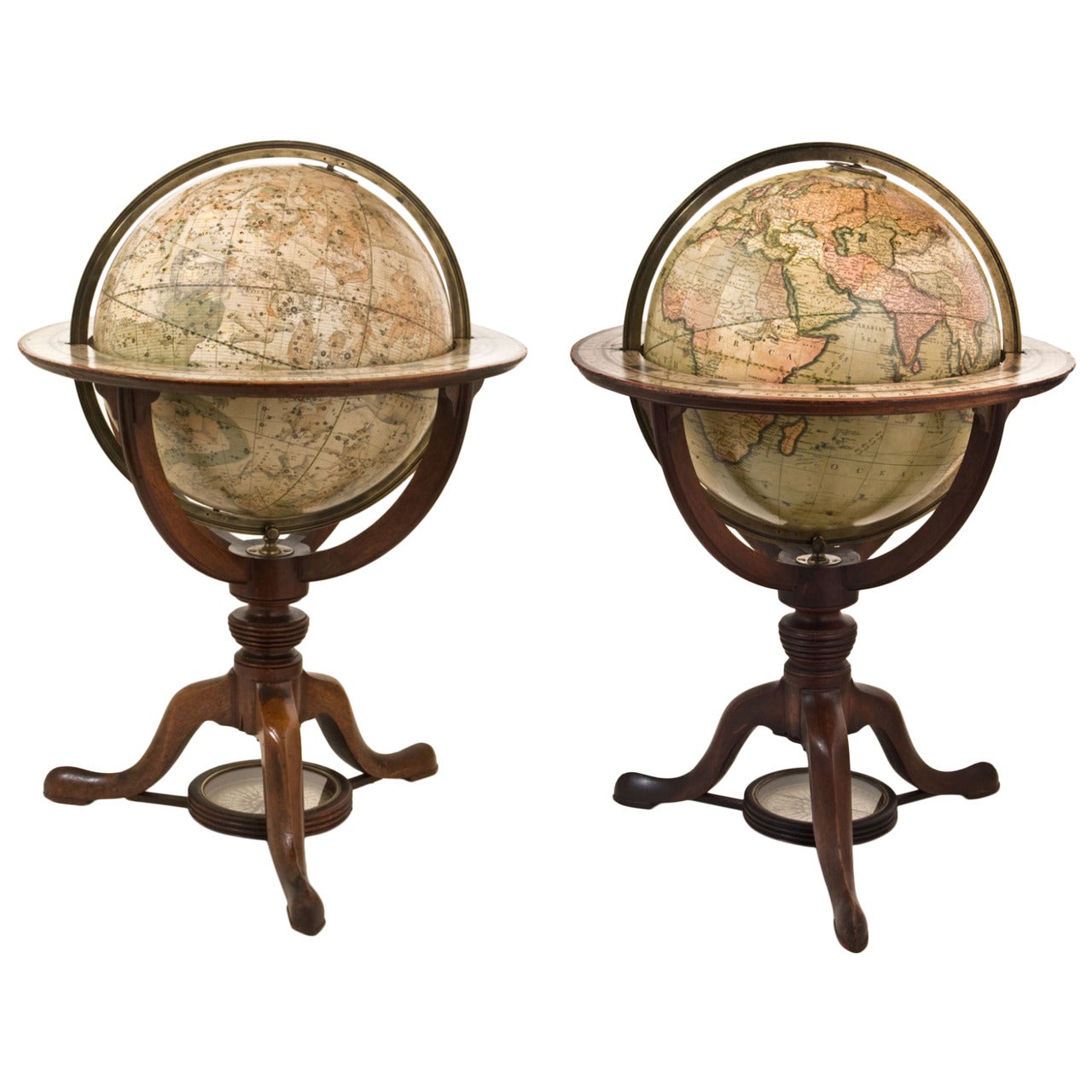 Set of Terrestrial and Celestial Globes For Sale