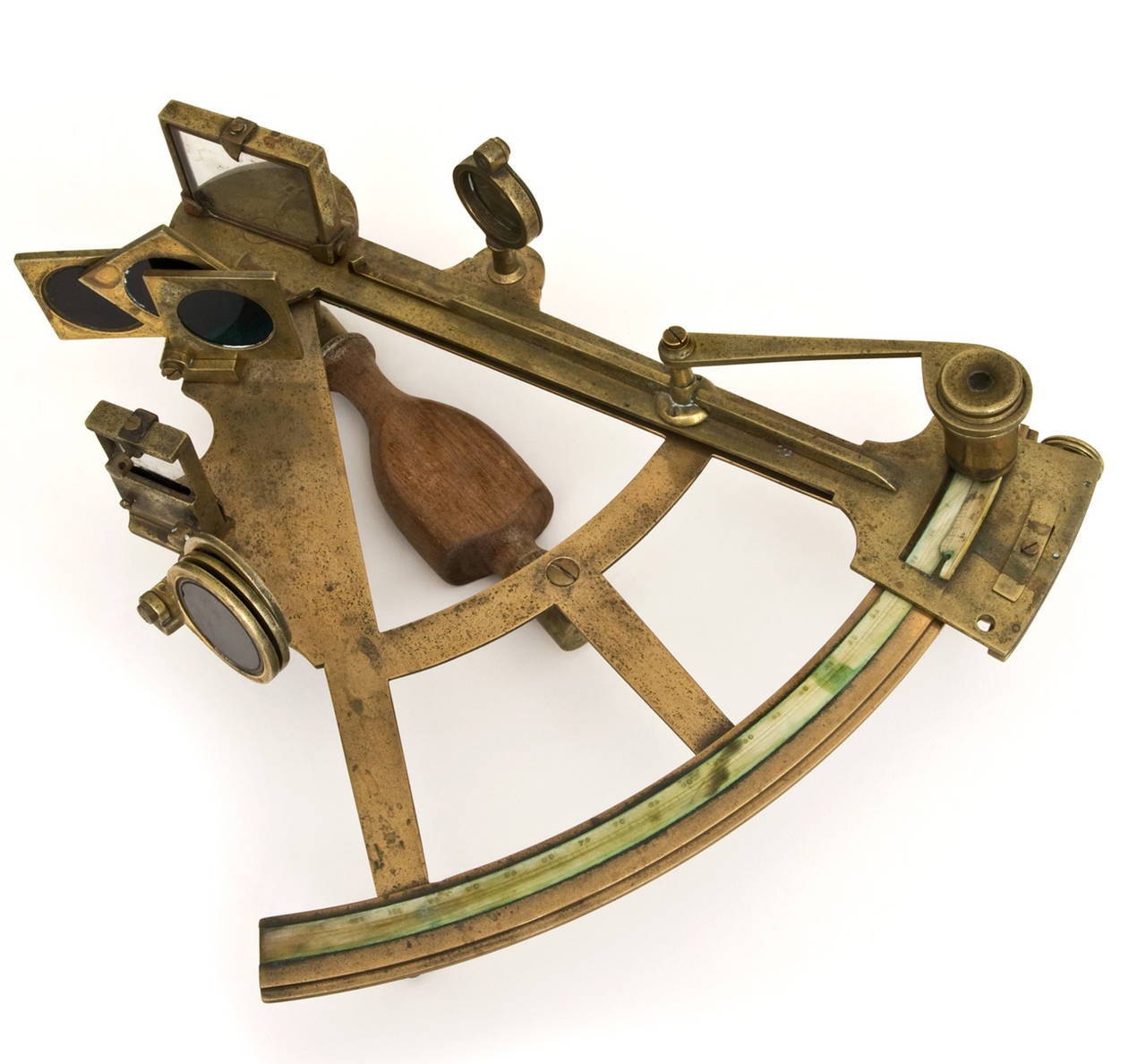 Other Finely Crafted, Brass, Octant with Ivory Register by Charles Pace For Sale