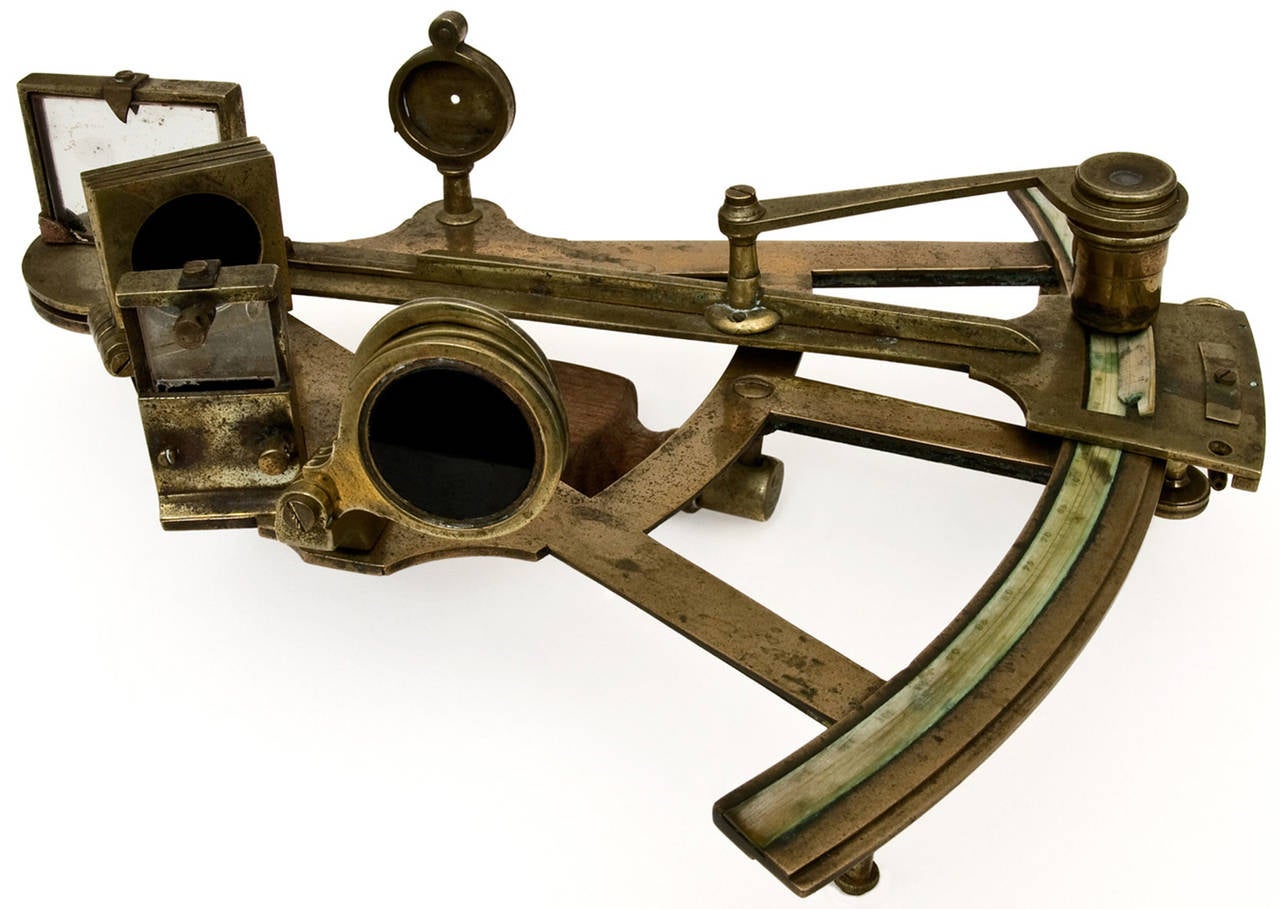Finely Crafted, Brass, Octant with Ivory Register by Charles Pace In Good Condition For Sale In Houston, TX