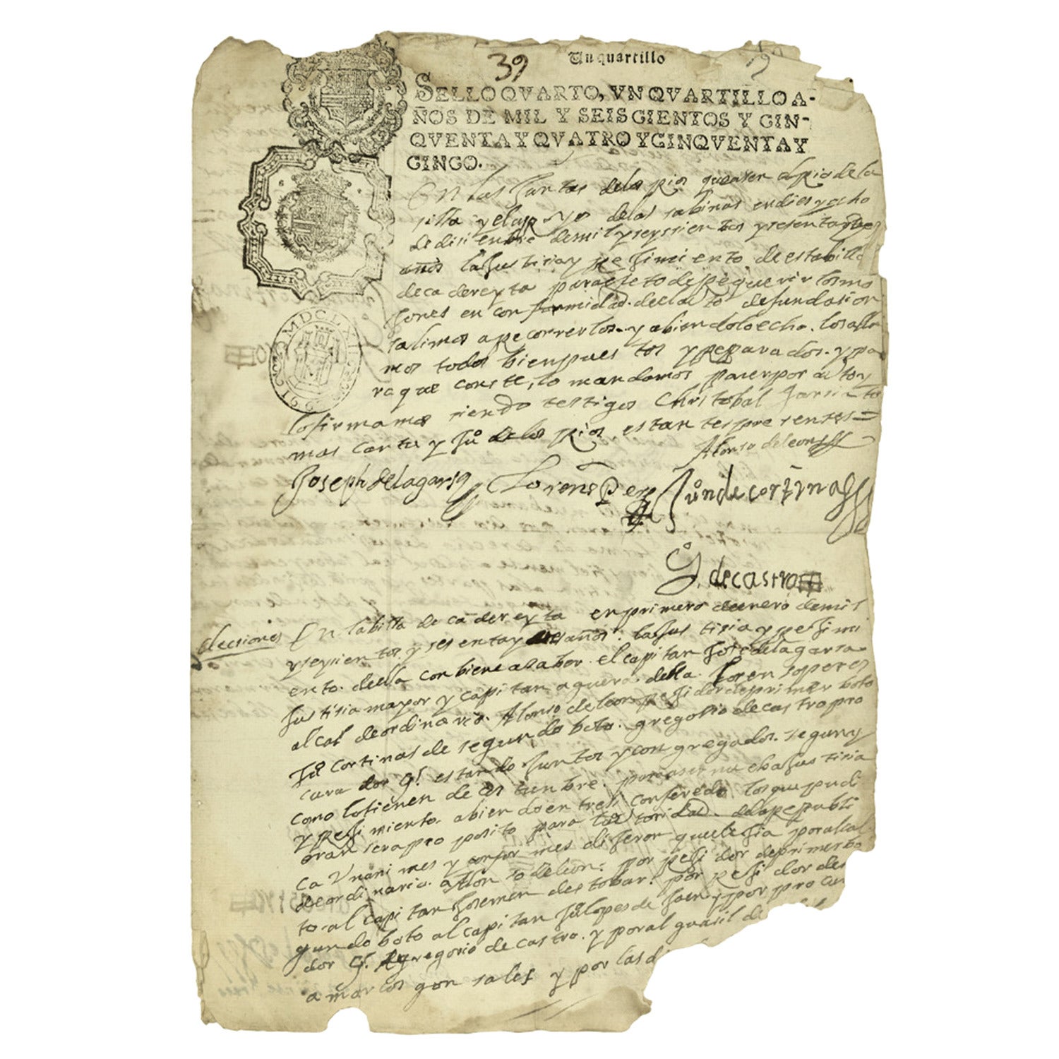Manuscript Spanish Colonial Document Signed by the First Texan, 1663 For Sale