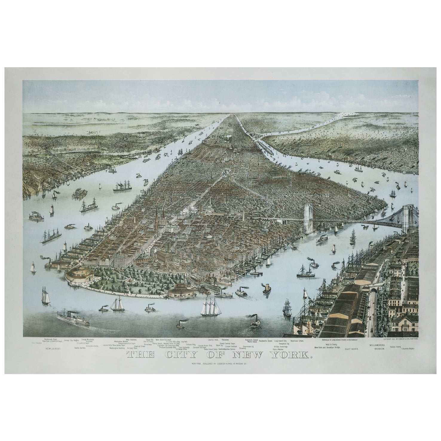 City of New York Chromolithograph, 1892 For Sale