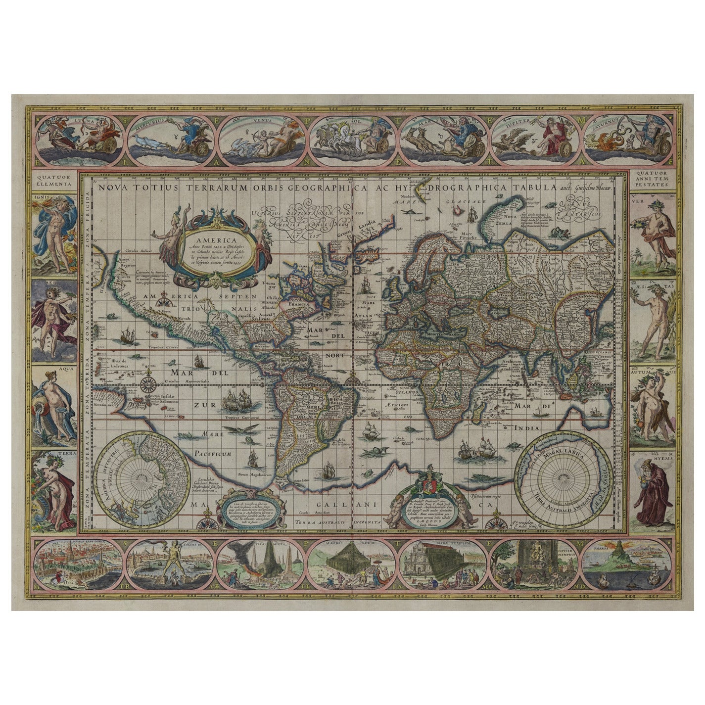 Nova Totius Terrarum Orbis Geographica Ac Hydrographica Tabula, 1638 For Sale