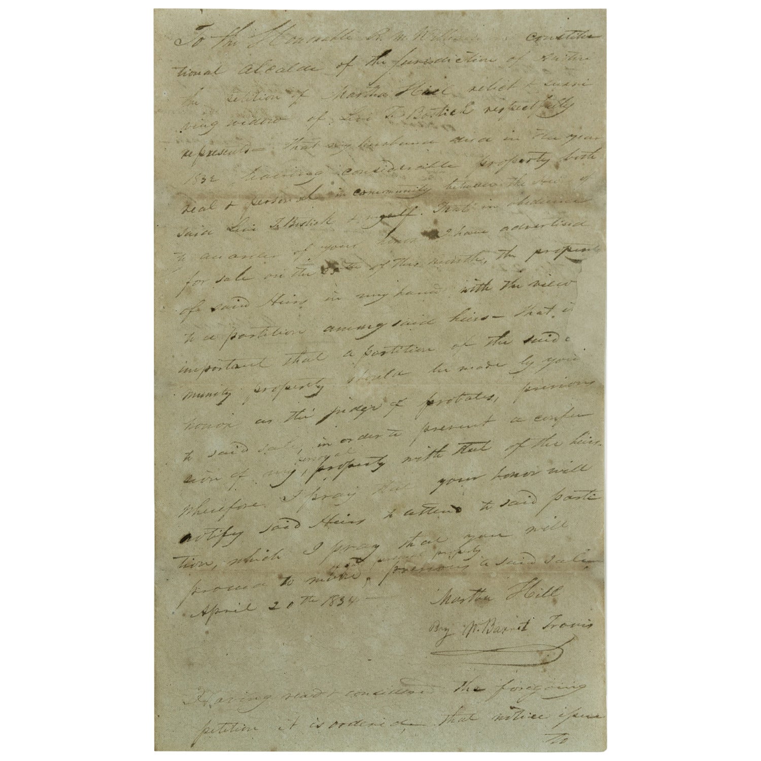Original Manuscript Letter Signed by William Barret Travis, 1834 For Sale