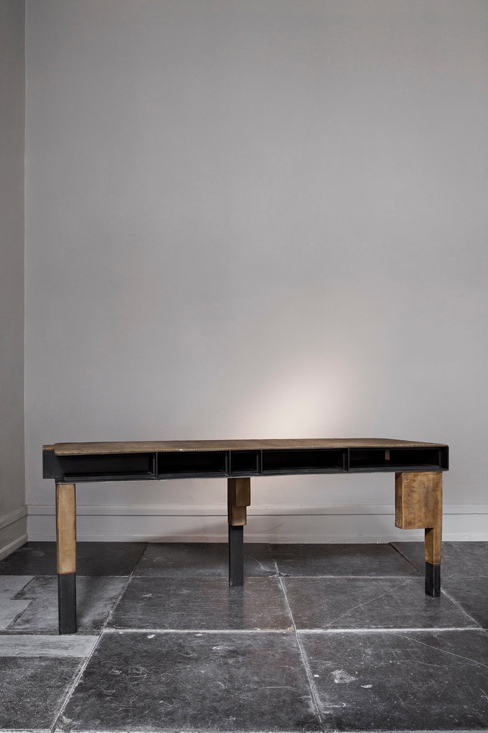 Desk made in fiber glass and antique wood by Italian architect and designer, Vincenzo De Cotiis. Made in an edition of 3 from the collection Progetto Domestico.