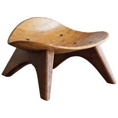 Wooden Stool in the Style of Jean Prouvé