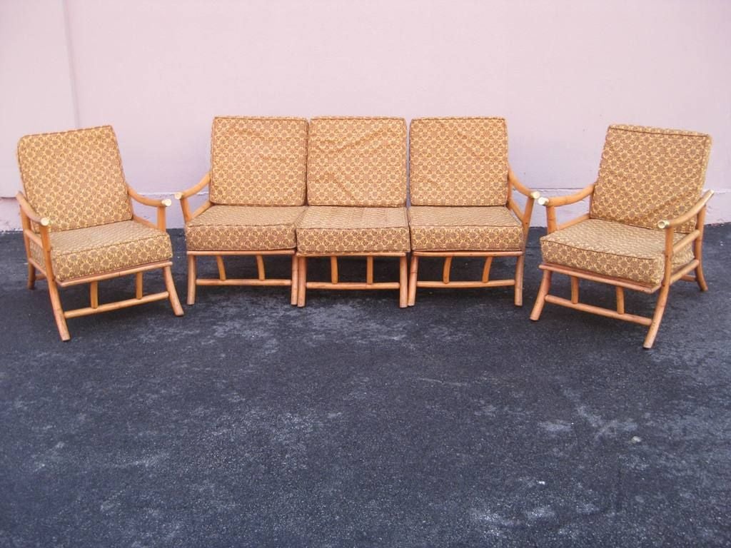 Set of Klismos sunroom, sun deck or covered patio lounge chairs, price below is for all five-pieces. Also available individually, this item is on sale for a clearance price.