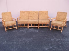 Set of Rattan Klismos Sun Room Chairs