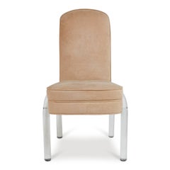 Lucite and Alcantara Dining Chairs, Set of Four, circa 1970