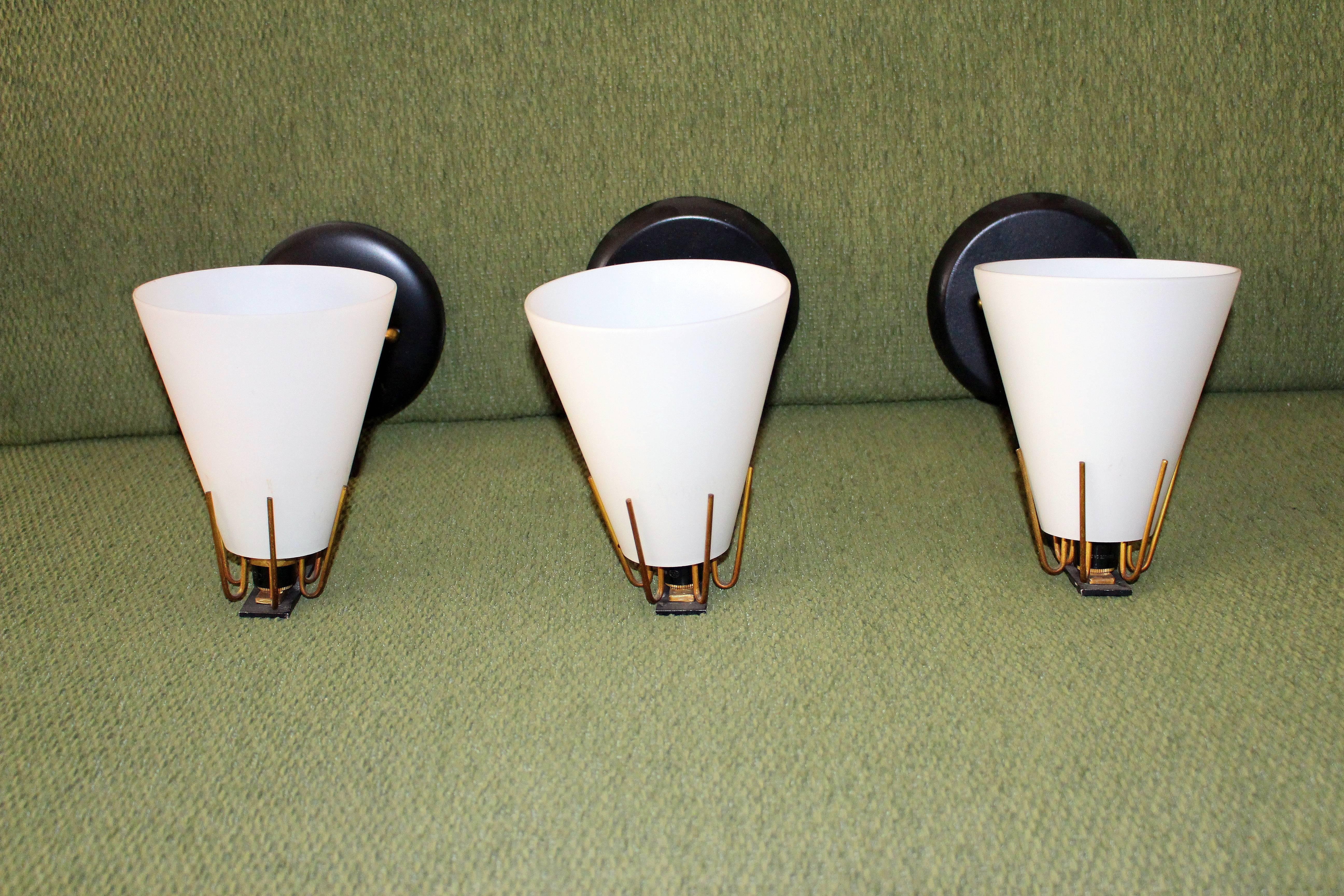 Mid-Century Modern Italian Pair of Wall Lights Attributed to Angelo Lelli