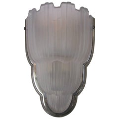 Single French Art Glass and Nickeled Bronze Sconce by Sabino