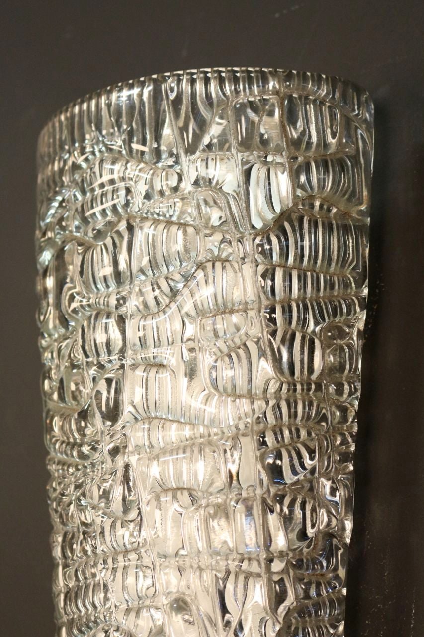 Pair of Pressed and Molded Glass Sconces by Maison Arlus In Excellent Condition In Saint-Ouen, FR