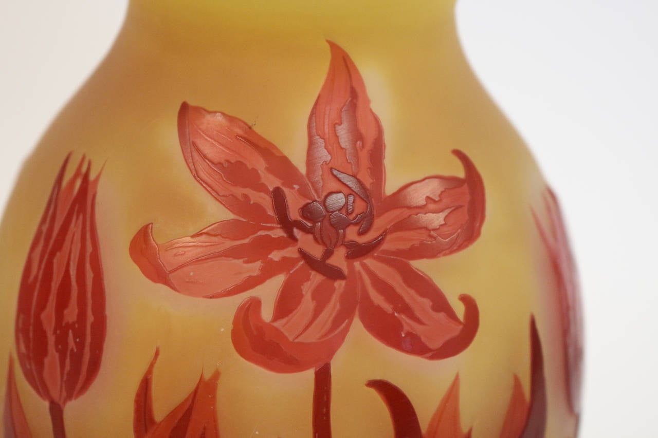 Early 20th Century Multi-Coated Emile Gallé Tulip Vase