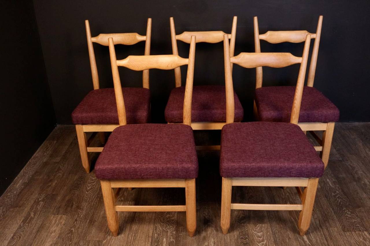 Set of Five Chairs by Guillerme et Chambron 1