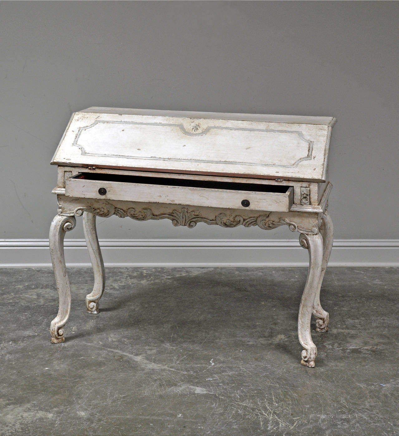 Early 20th Century Louis XV Style Painted French Drop-Front Desk