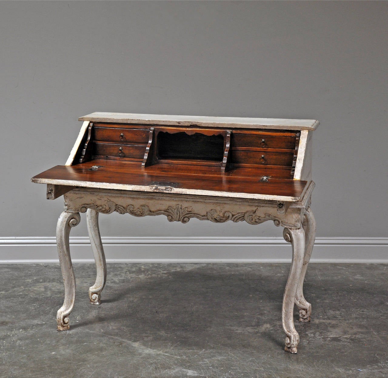 Wood Early 20th Century Louis XV Style Painted French Drop-Front Desk