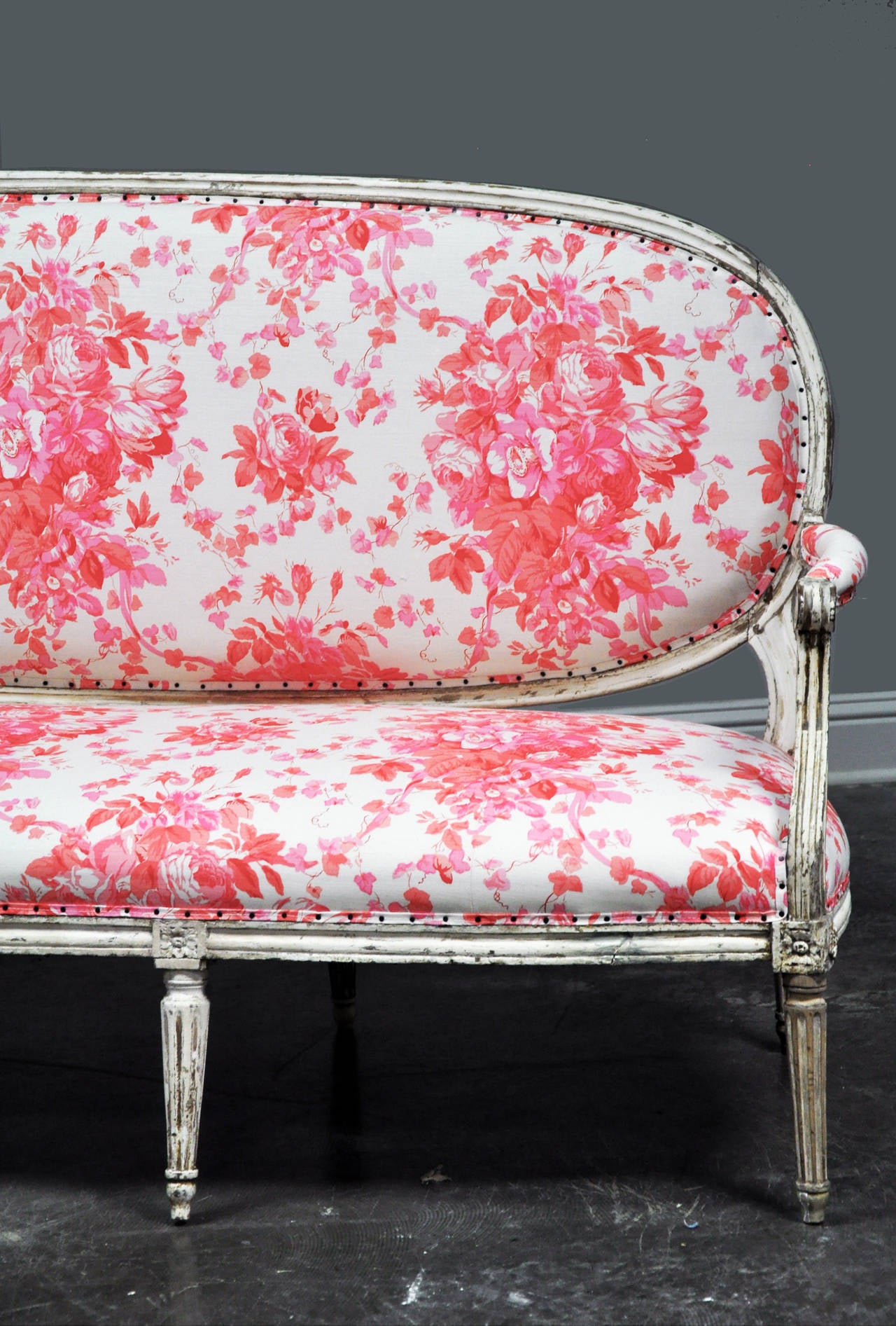 Old painted finish, newly upholstered in Bennison 'Roses - Shocking Pink in Oyster' as seen in Milieu Magazine's Summer 2015 issue.

Established in 1979, Joyce Horn Antiques, ltd. continues its 36 year tradition of being a family owned and
