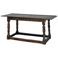 18th Century Spanish Table with Trestle Base in Oak