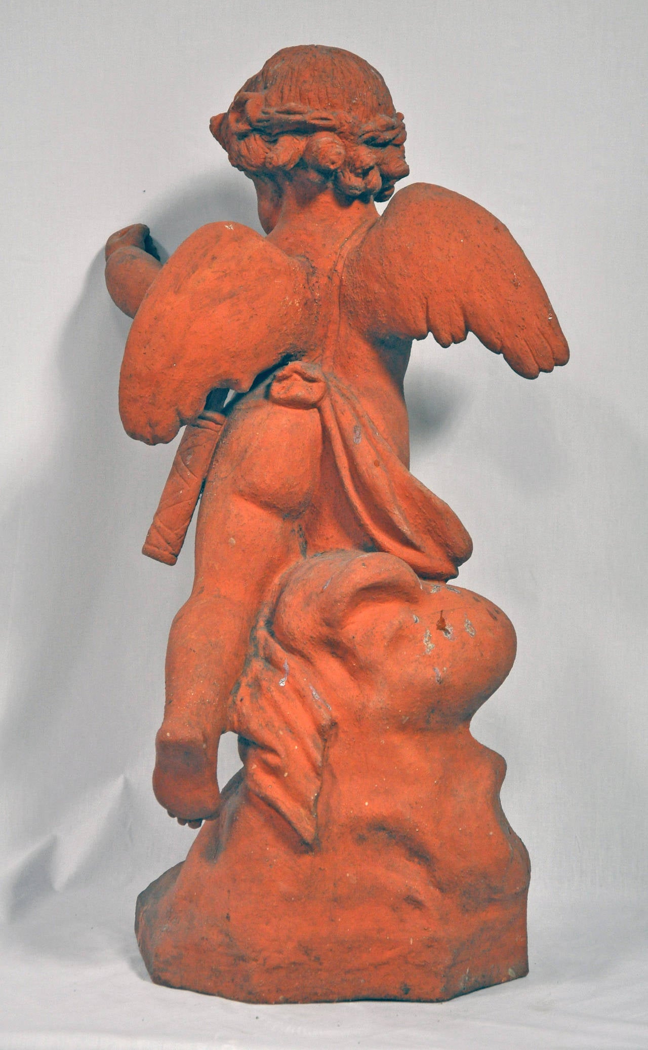 Mid-19th Century Terra Cotta Garden Statue of Cupid For Sale 1