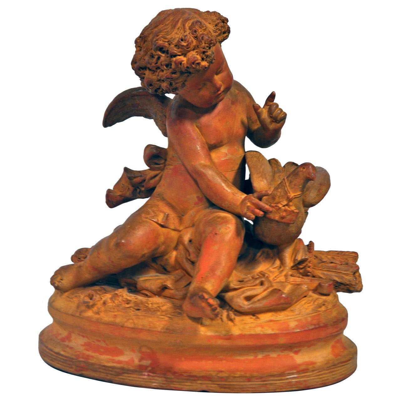 Signed "Pigalle" French Terra Cotta Statue of Cupid For Sale at 1stDibs