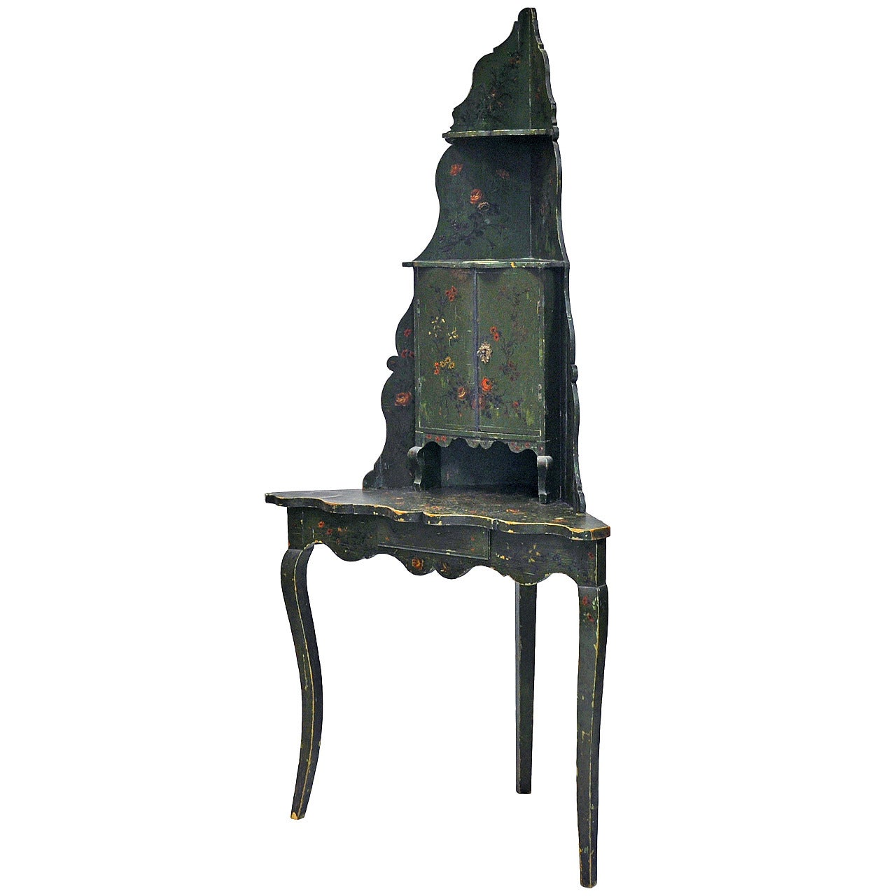 Early 20th Century French Encoigneure / Corner Etagere, Painted For Sale