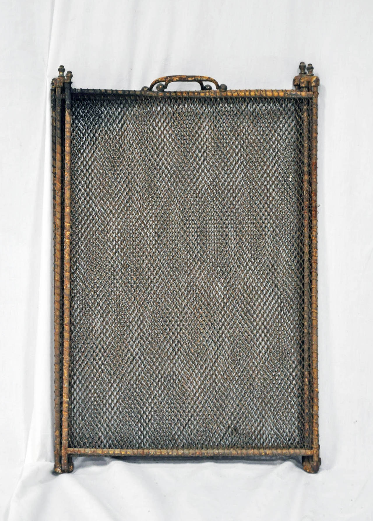 19th Century Vintage French Folding Wire Mesh Fire Screen