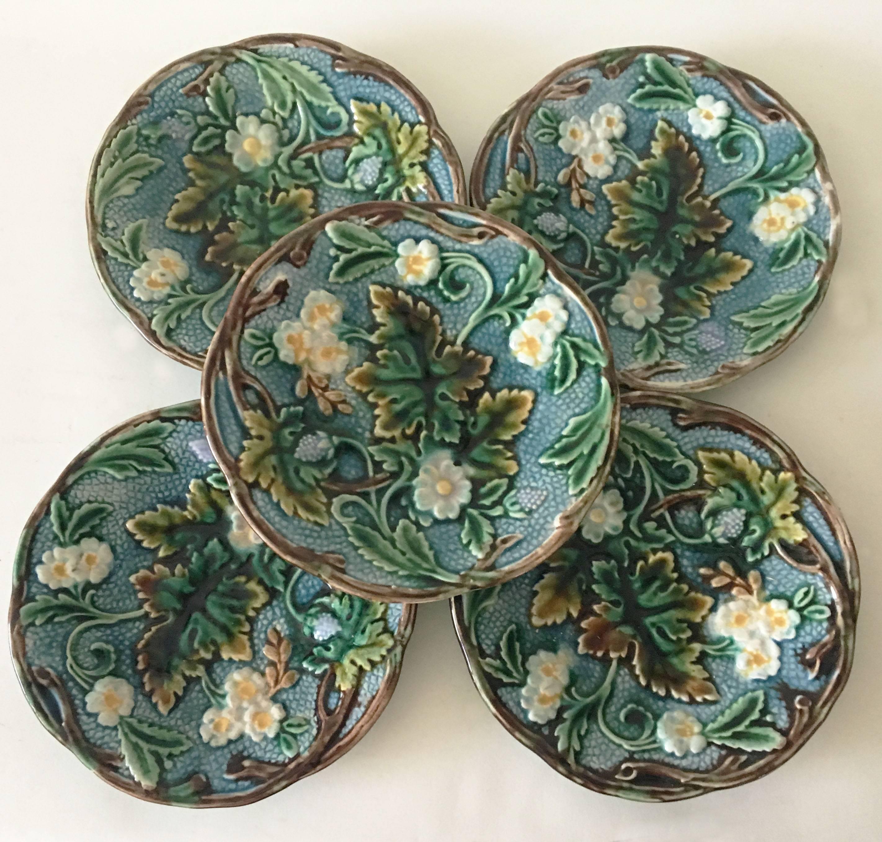 Romantic 19th Century, Swedish Majolica Dessert Plate Rörstrand