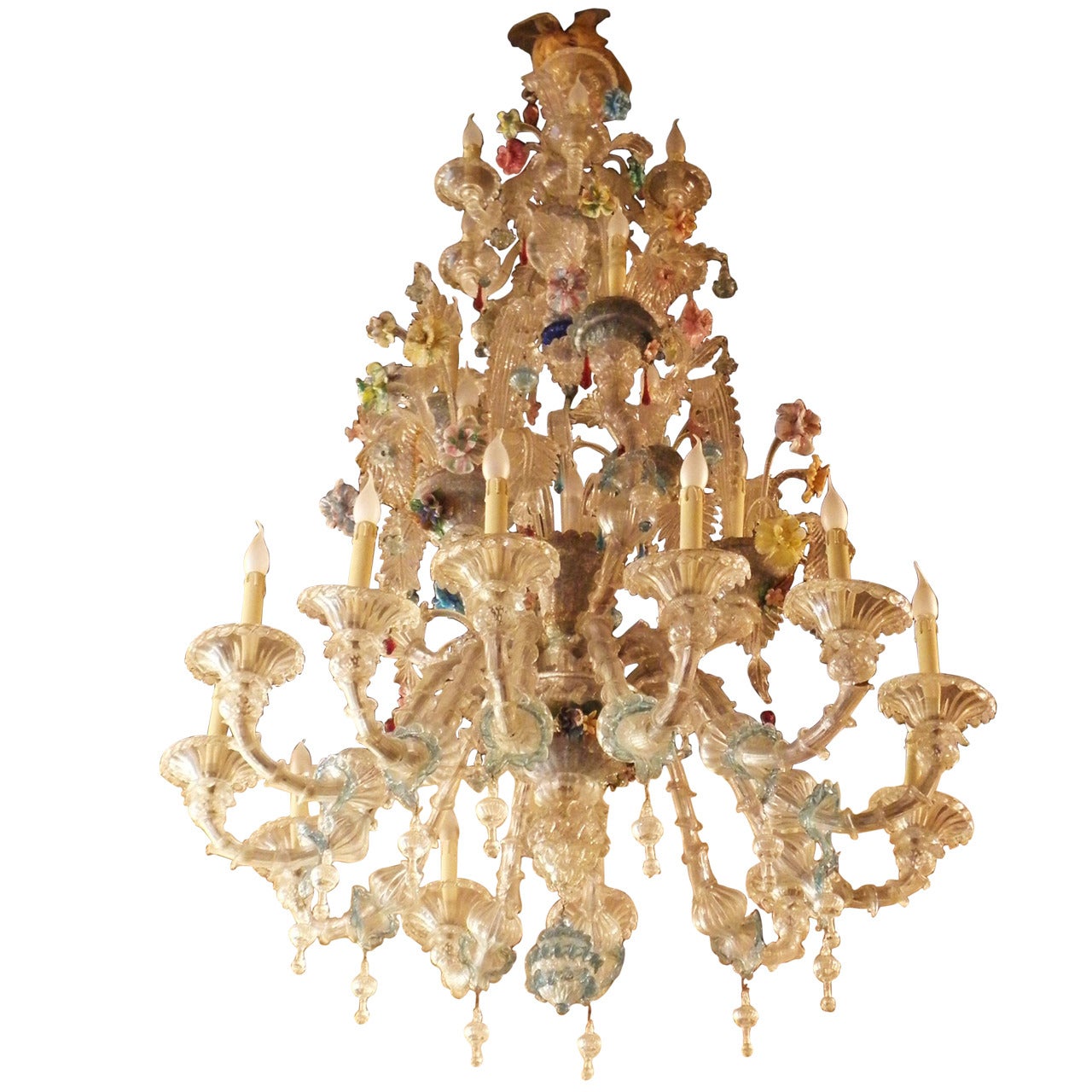 Antique Murano Glass Chandelier For Sale