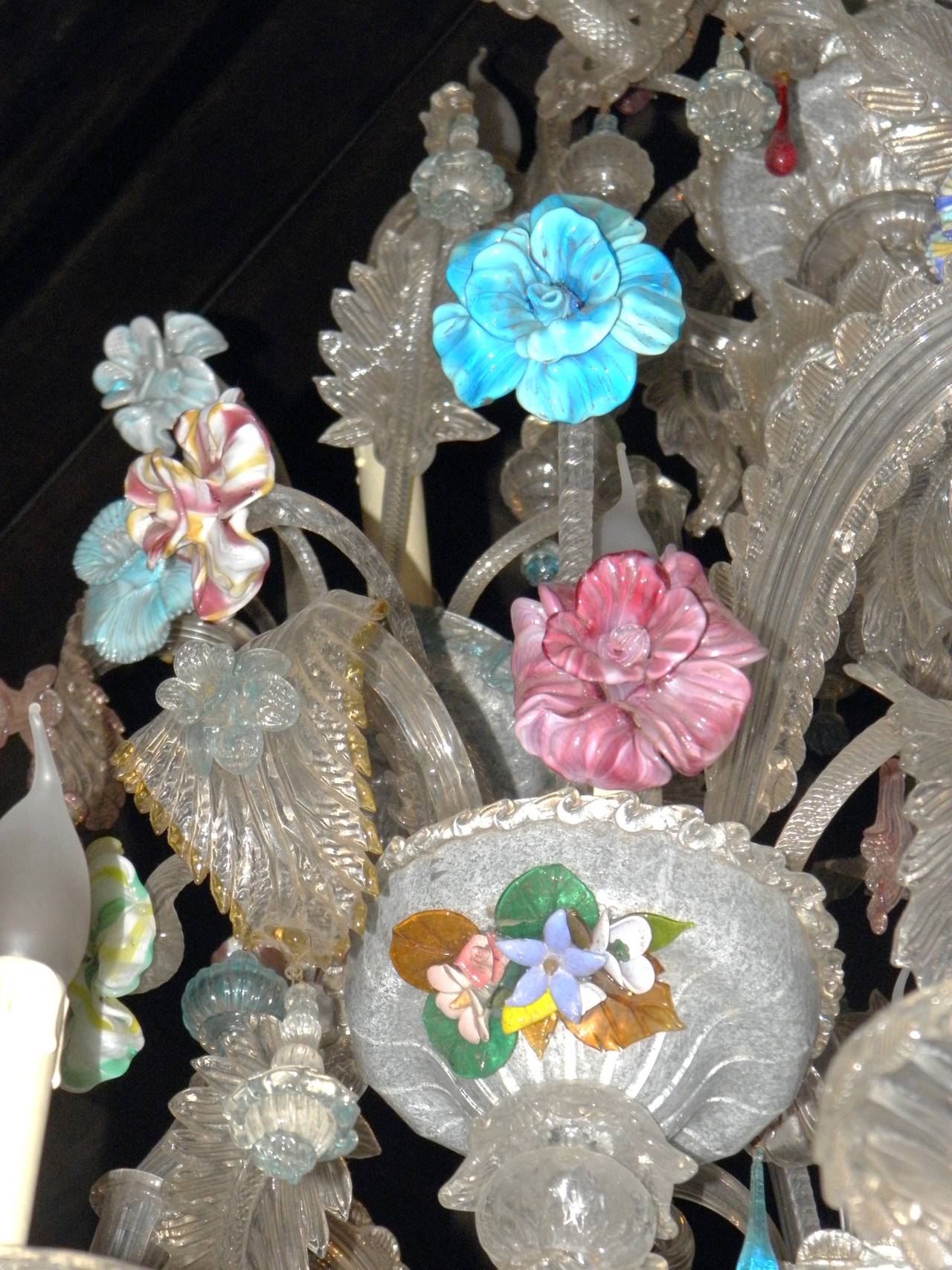 19th Century Antique Murano Glass Chandelier For Sale