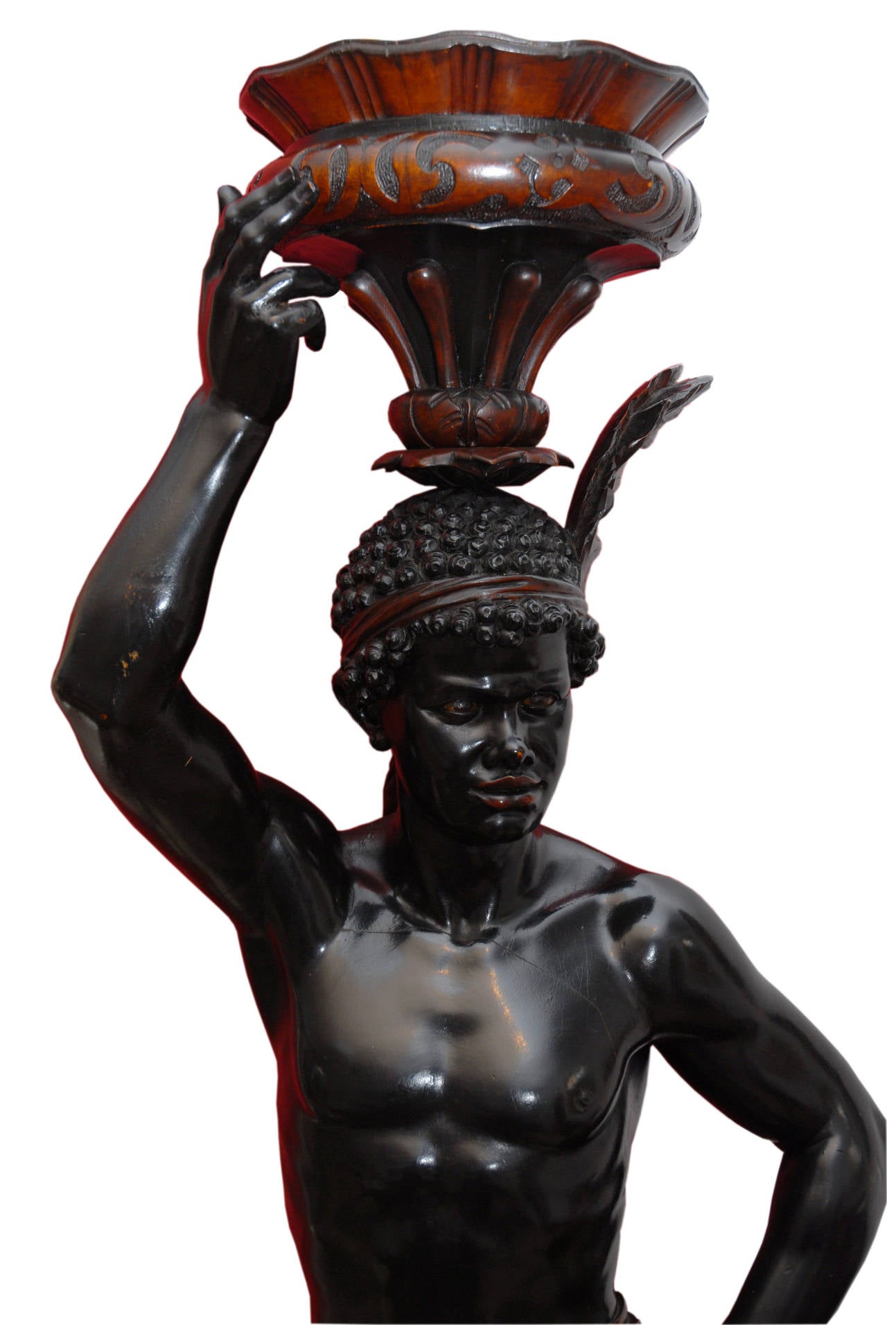 Work of Valentino Panciera Besarel, about 1880, really Fine carving, in male and female figures, over the head is a vase holder, standing on carved bases.

Valentino Pancera Besarel (Astragal, 29 July 1829- Venice, 11 December 1902) was an Italian