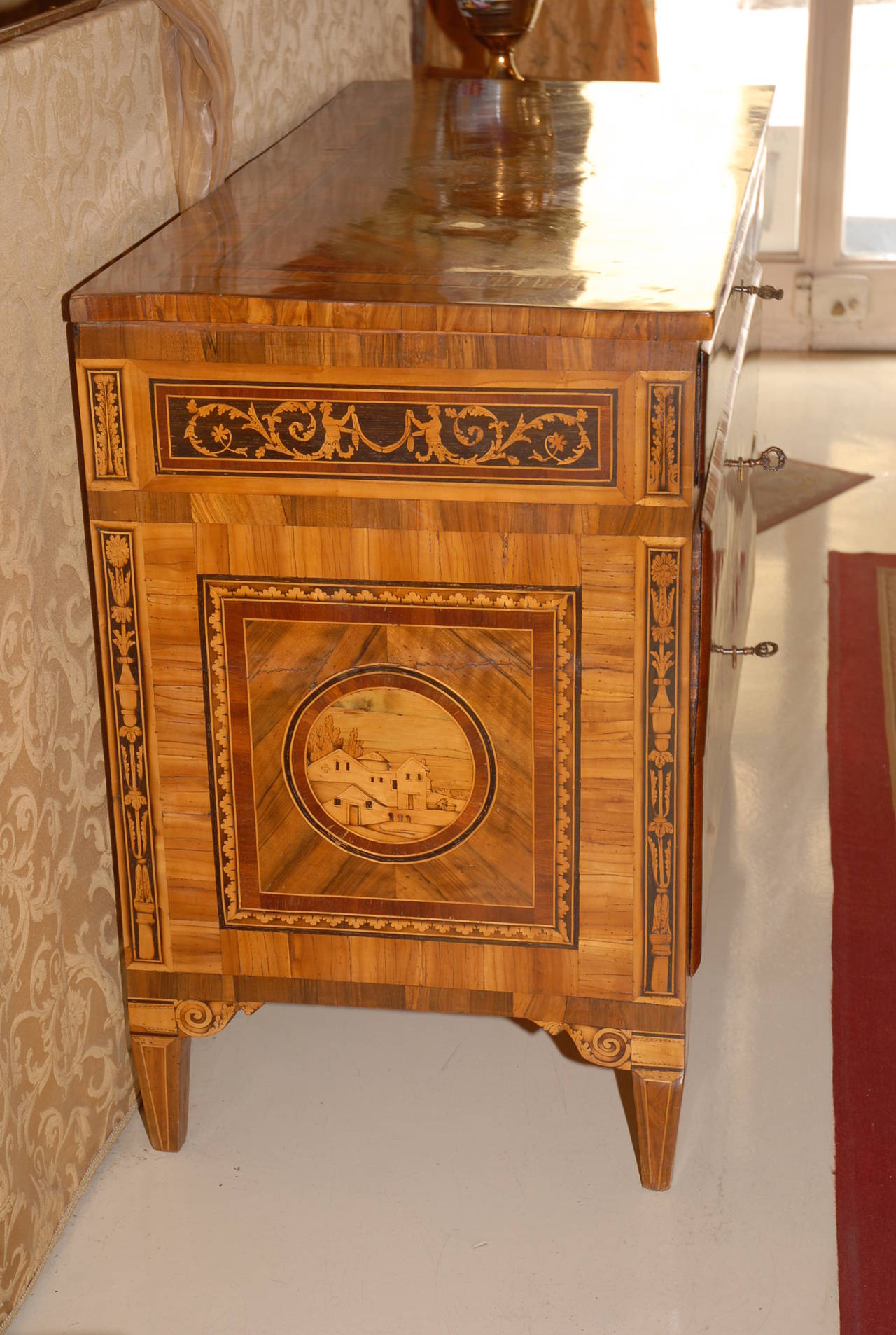 18th Century Inlaid Commode with a Companion Side Cabinet in the Manner of Maggiolini For Sale