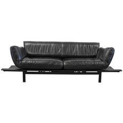 De Sede "DS-140" Large Sofa or Chaise with Tables in Black Leather by Reto Frigg