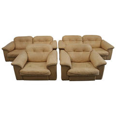 De Sede “DS-101″ Two Sofa and Two Armchair Suite in Neck Leather