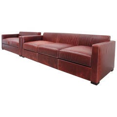 Poltrona Frau "Linea A" Two and Three-Seat Sofa Suite in Leather by Marino