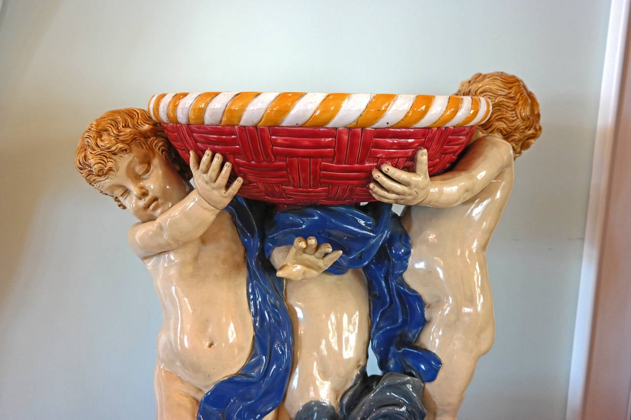 19th Century Two Monumental Minton Majolica Stands