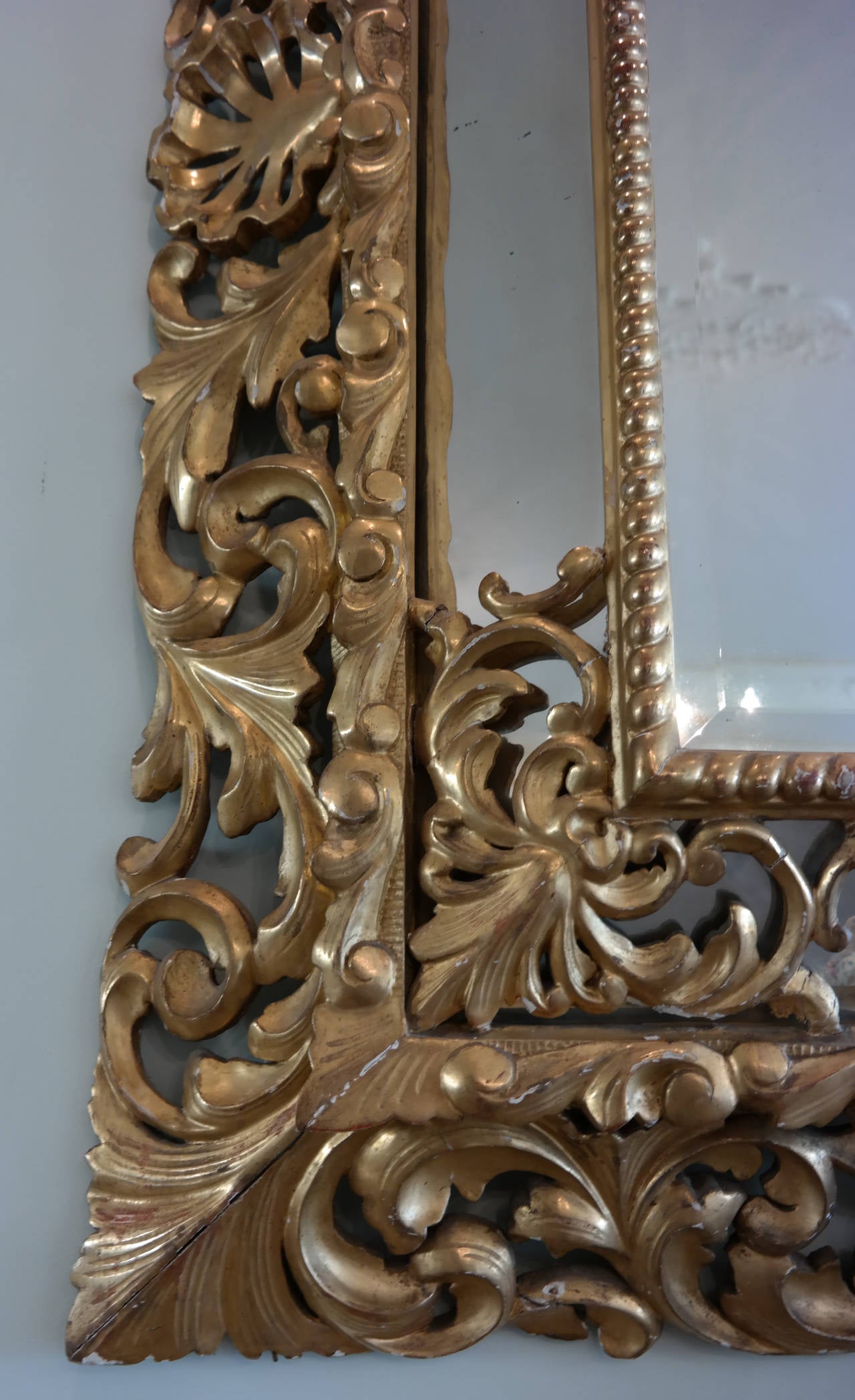 Massive, beautifully imposing gilded, hand carved marginal mirror, English, circa 1820s.

 