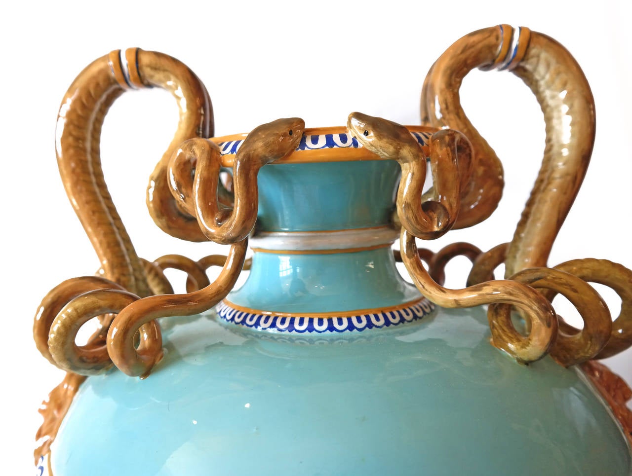 English Pair of Minton Majolica Vases