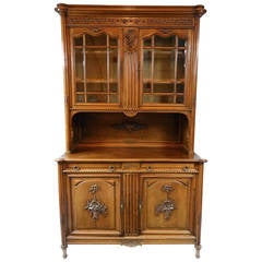 French Red Walnut Glazed Double Buffet or Cabinet