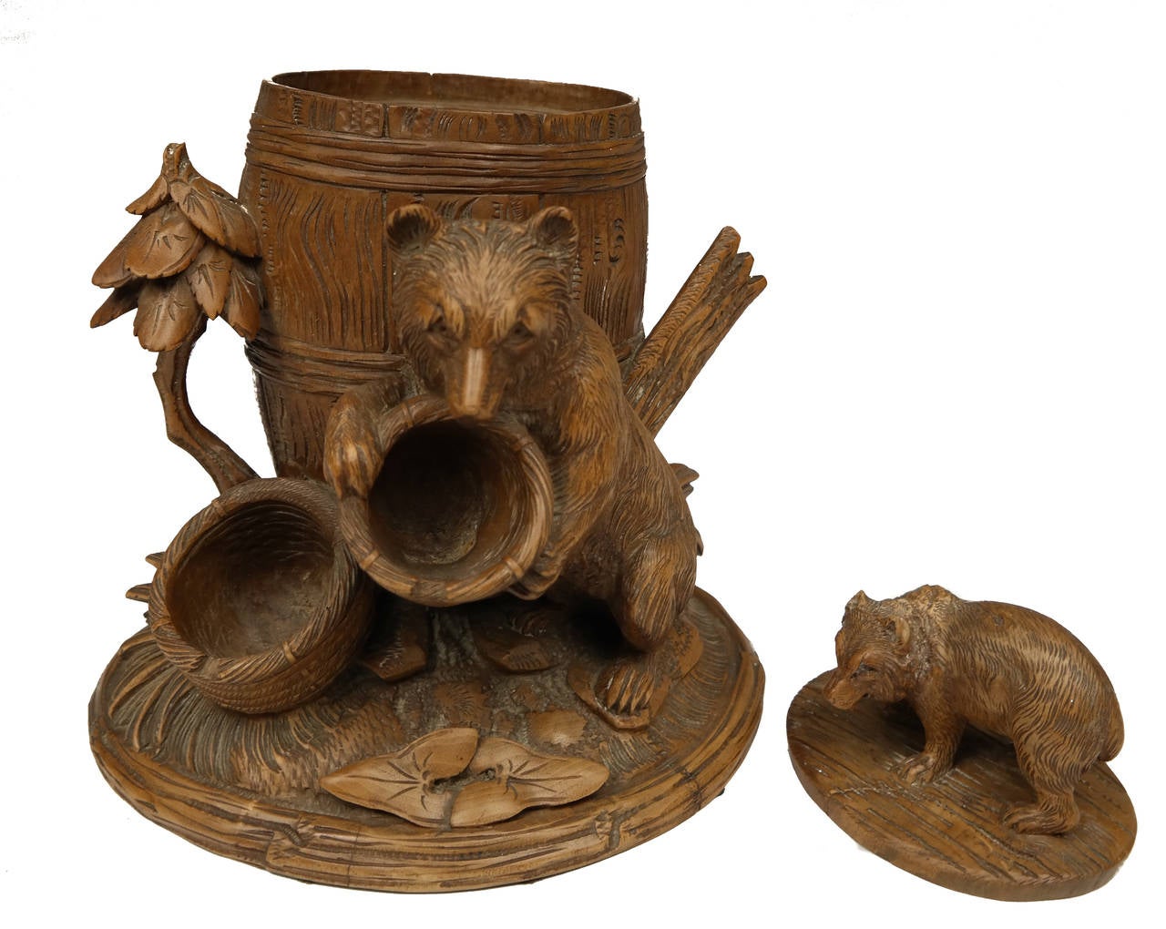 Black Forest Carved Bear Tobacco Jar