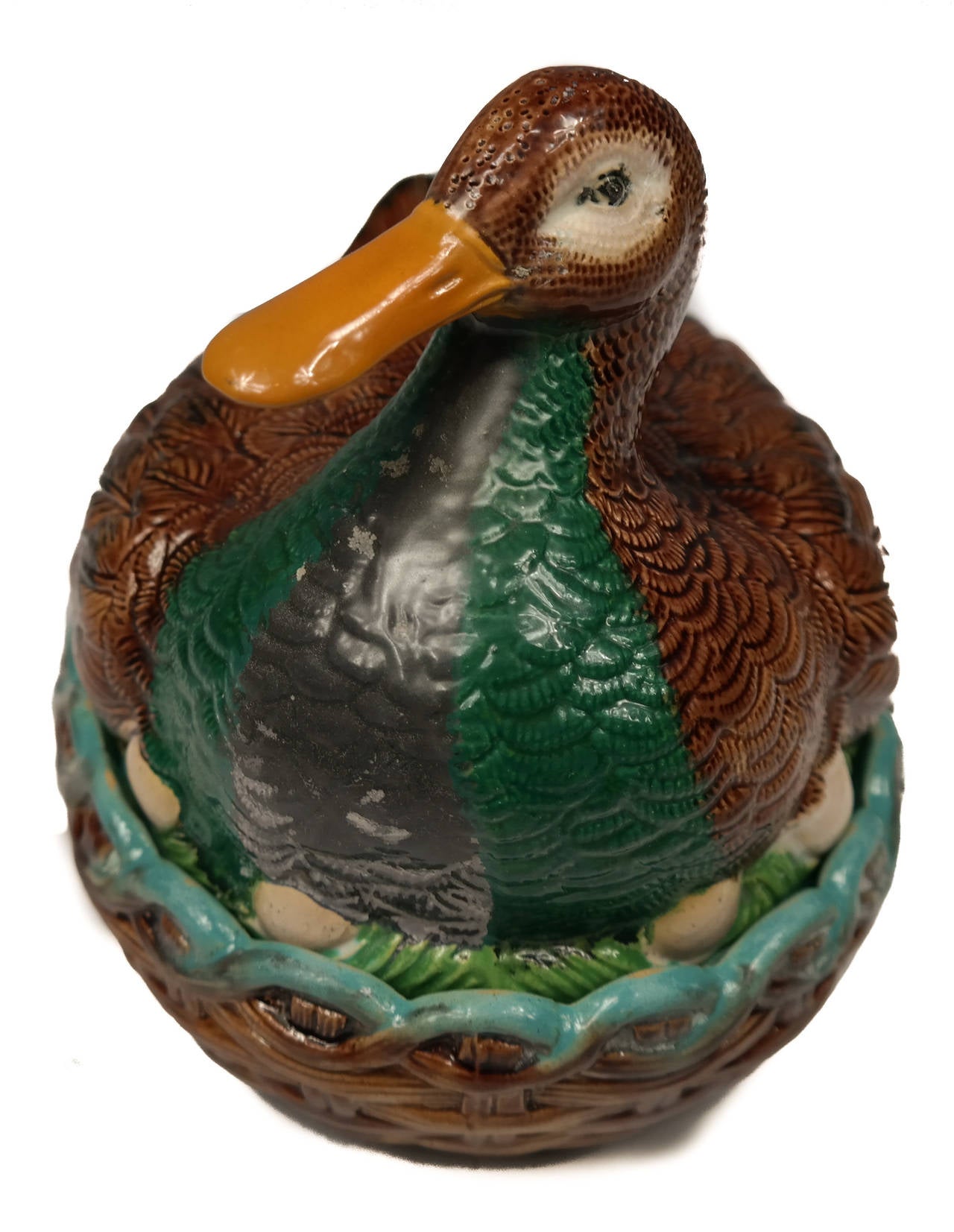 Extremely rare William Brownfield duck-on-nest tureen, English, ca. 1875